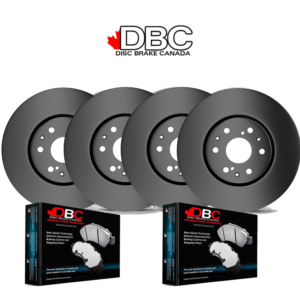 Front and Rear Premium Black Koted Rotors and Premium Ceramic Brake Pads w/ HW Kit BC-60080041-K