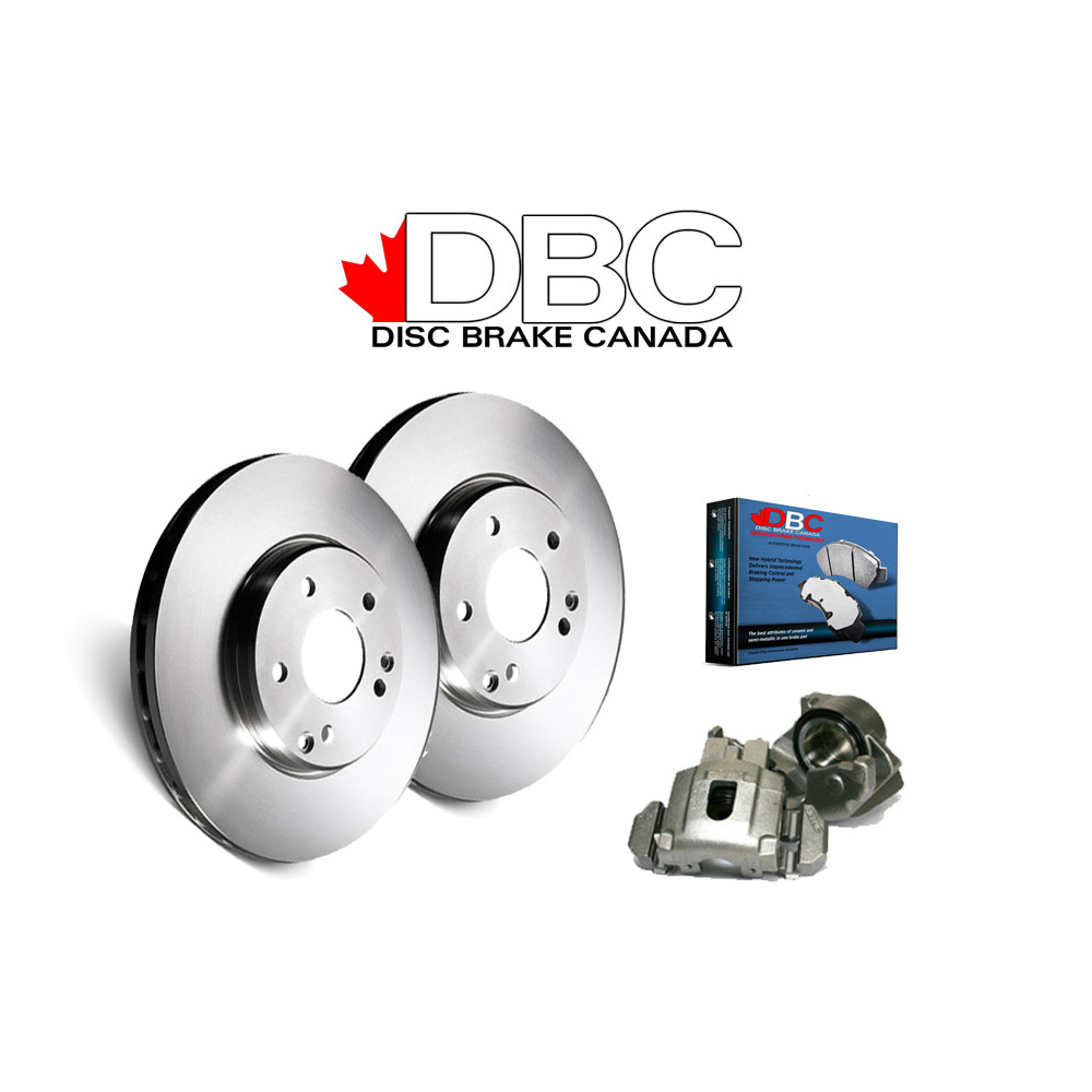 Rear G3000 Rotors and Premium Semi-Metallic Brake Pads w/ HW Kit and 2 Brake Calipers G-60080029-CAL