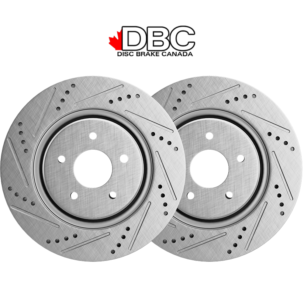 Front High Performance Cross Drilled and Slotted Silver GeoMet Koted Rotors SS-60054094-D