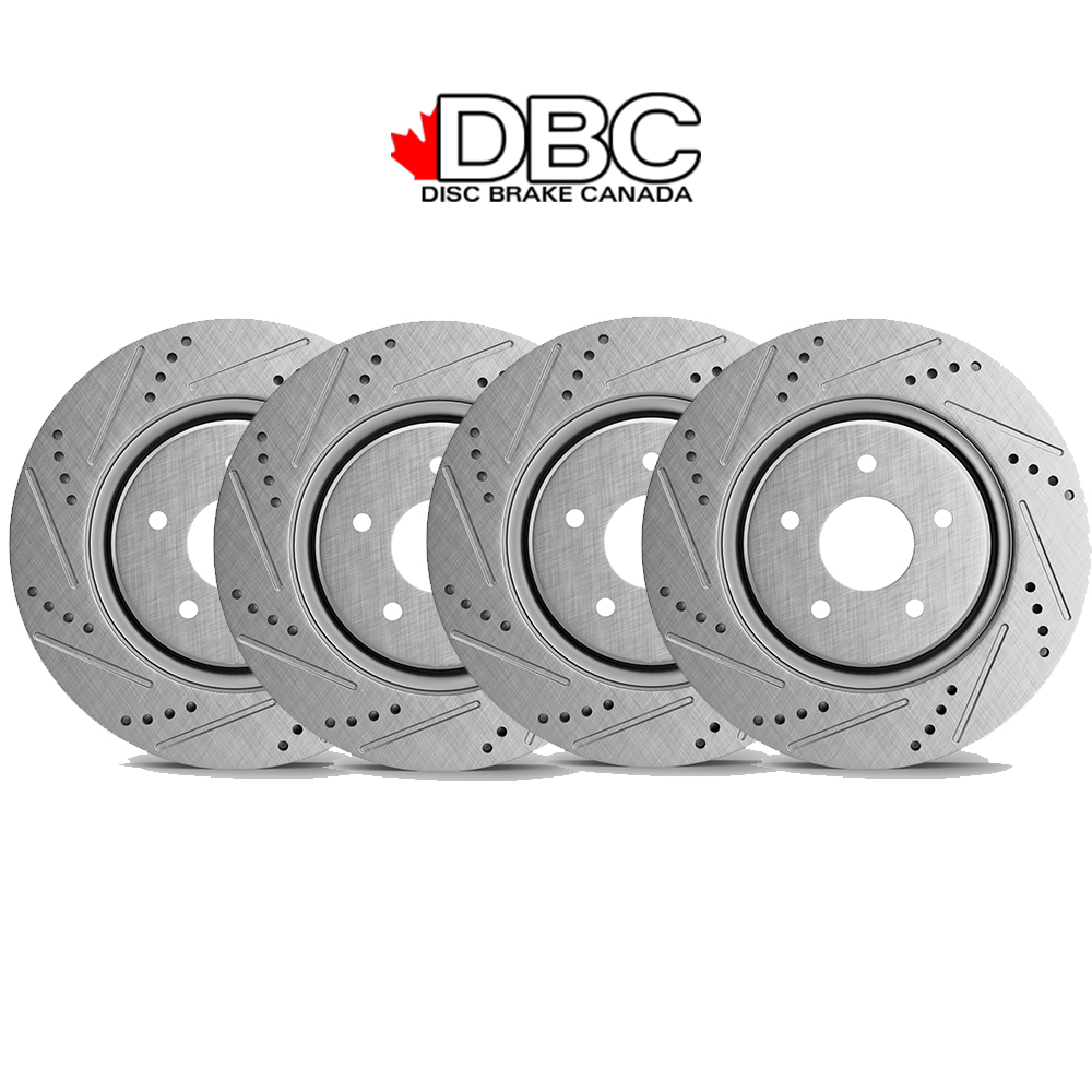 Front and Rear High Performance Cross Drilled and Slotted Silver GeoMet Koted Rotors SS-60054094-DK