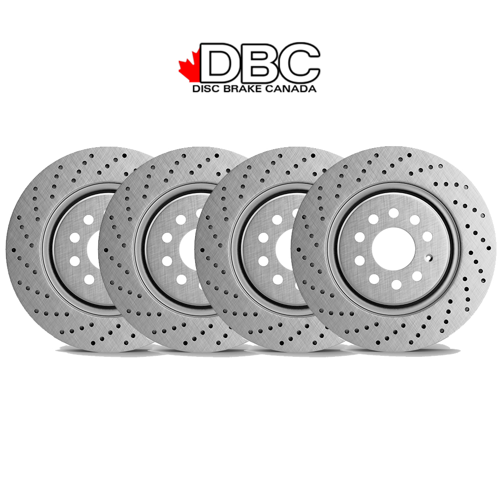 Front and Rear High Performance Cross Drilled Silver GeoMet Koted Rotors XDG-60054094-DK