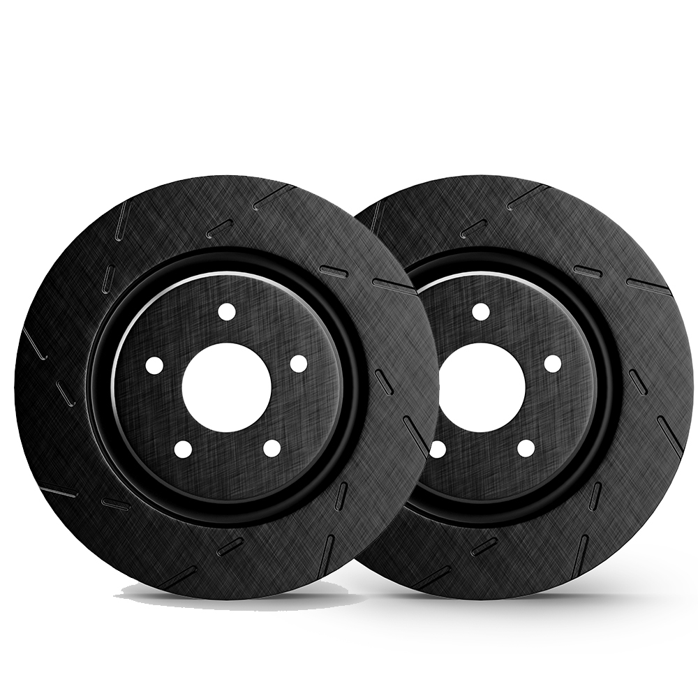 Rear High Performance Slotted Black Koted Rotors SLB-60027039-D
