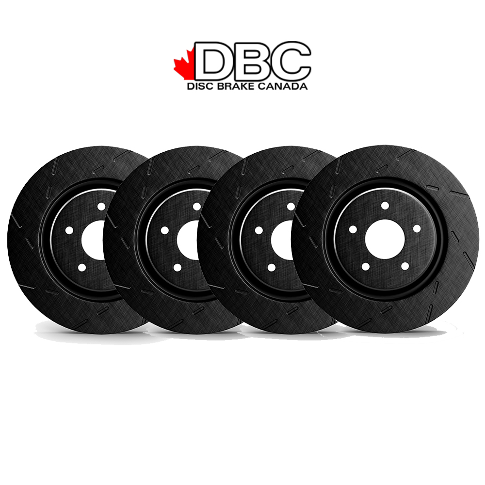 Front and Rear High Performance Slotted Black Koted Rotors -  SLB-12161053-K