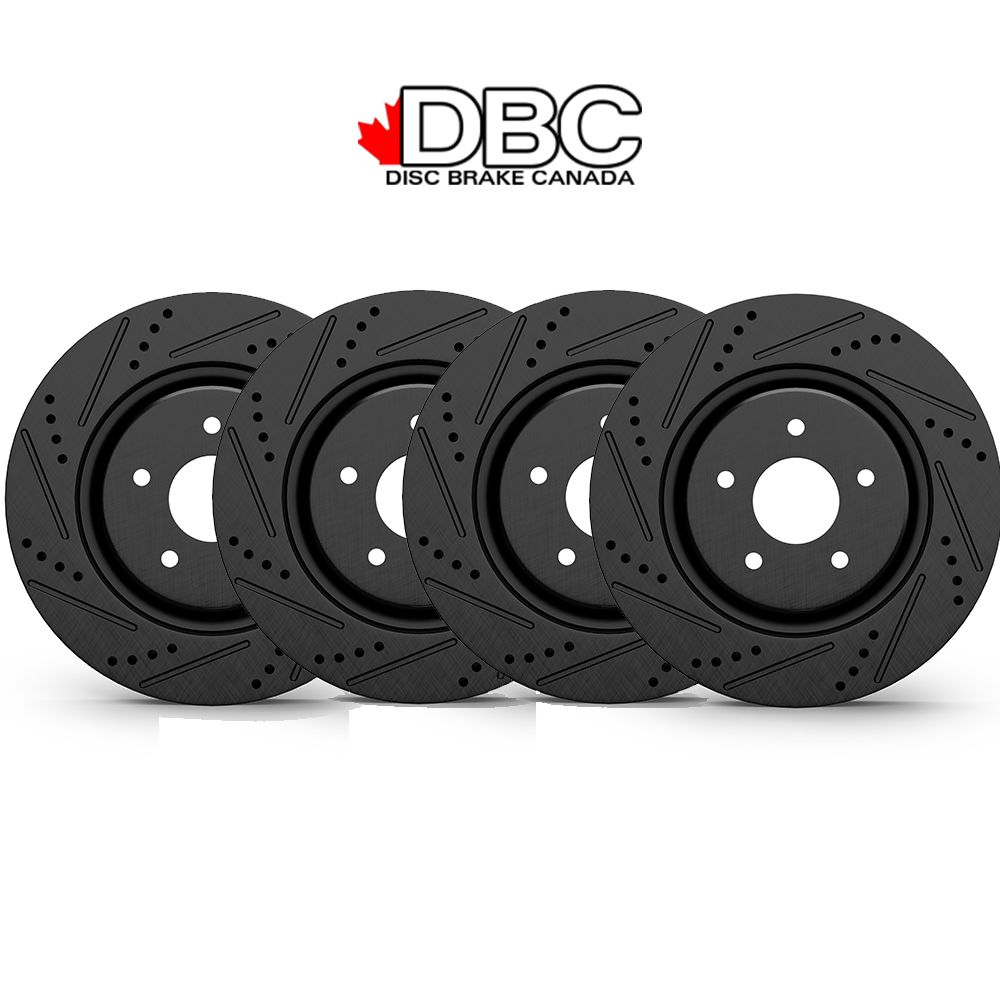 Front and Rear High Performance Cross Drilled and Slotted Black Koted Rotors -  XDS-12161053-K